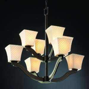   DBRZ Dark Bronze Limoges Bend 8 Light 2 Tier Chandelier from the Limog