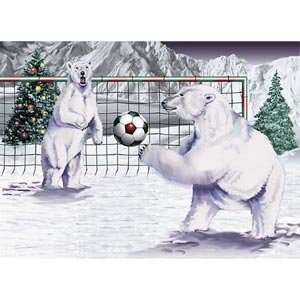 Polar Bear Soccer Christmas Card 