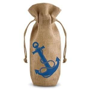  Anchors Away Jute   Gift Bag w/ Rope Drawstring (Bottle 
