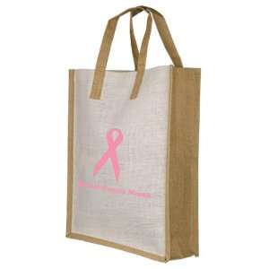  Jute Grocery Bag w/ Pink Ribbon Case Pack 50   783452 