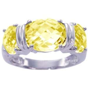   Three Stone Oval Ring Lemon Citrine/Briolette, size5 diViene Jewelry