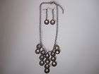 La Femme New York Bronze Circles Design Necklace Earring Set One 