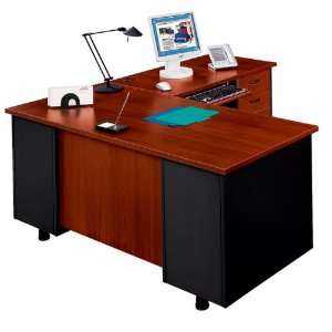  Elevation L Desk with Right Return Pearwood/ Black/Black 