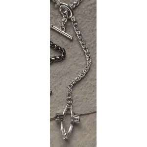   Crossfish Mens Religious Silver Lariat Necklaces 18