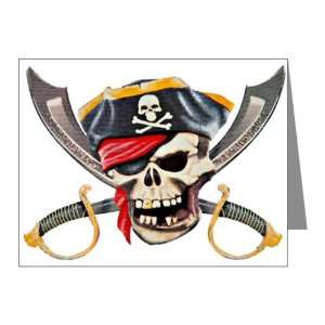  Note Cards (10 Pack) Pirate Skull with Bandana Eyepatch 