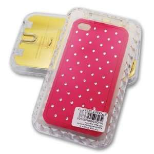  APPLE IPHONE 4 RUBBER PROTECTOR W/SPOT DIAMOND, HOT PINK 