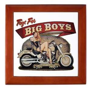  Keepsake Box Mahogany Toys for Big Boys Lady on Motorcycle 