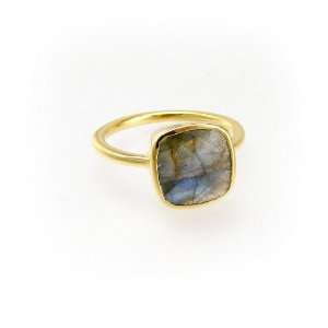  Gold Gemstones stackable ring with semi precious stone Labradorite 