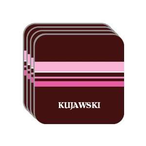 Personal Name Gift   KUJAWSKI Set of 4 Mini Mousepad Coasters (pink 
