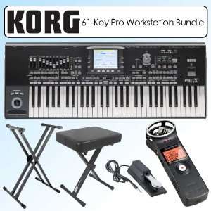  Korg PA3X61 61 Key Professional Workstation, Black Bundle 