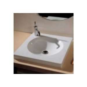 Whitehaus Low Square Porcelain Drop In Unit w/ Round Integrated Basin 