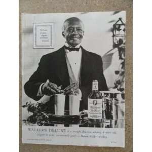 DeLuxe Whiskey,Vintage 40s full page print ad (man serving drinks 