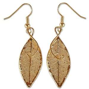  Natural Leaf Gold plated Earrings, Forest Duet Jewelry