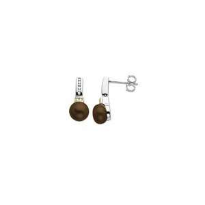 ZALES Chocolate Cultured Freshwater Pearl and Diamond Accent Drop 