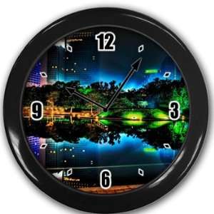  Scenic City Nightscape Wall Clock Black Great Unique Gift 