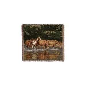   Horse Herd Tapestry Afghan Throw Blanket 50 x 60