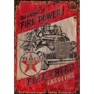   Vintage Texaco Signs   Primitive Fire Dept Sign Patio, Lawn & Garden