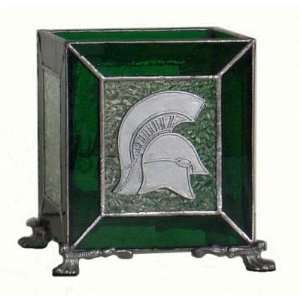  Michigan State MSU Spartans Stained Glass Tea Light W/Candle 