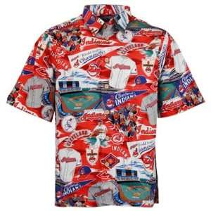   Cleveland Indians Red Scenic Print Hawaiian Shirt