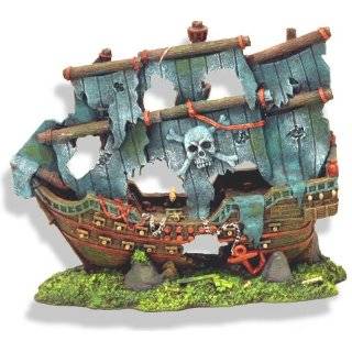 Exotic Environments Pirates Ghost Ship Aquarium Ornament, 8 Inch by 4 