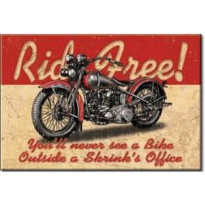 2x3) Ride Free Motorcycle Distressed Retro Vintage Refrigerator 