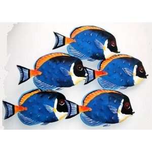  METAL ART 5 BLUE SURGEON FISH WALL SCULPTURE 30 WIDE 