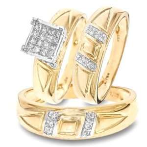   Engagement Ring, Wedding Band & Mens Wedding Band   Free Gift Box