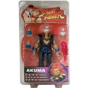 Street Fighter Akuma White Hair and Blue Outfit Action Figure  Toys 
