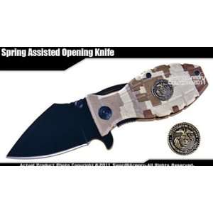  Spring Assisted Opening Knife Marine USMC Camo Folder 