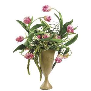 44Hx28Wx26L Tulip/Amaranthus in Tall Urn Fuchsia Green   WF6696 FU 