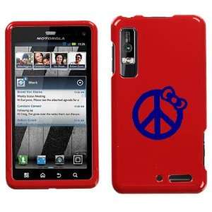   DROID 3 XT862 BLUE PEACE BOW ON RED HARD CASE COVER 