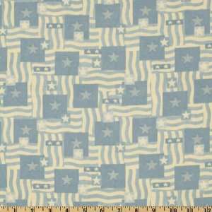  44 Wide Patriotic Flag Light Blue/Cream Fabric By The 