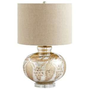   Modern Elegant Mercury Glass Floral Linen Table Lamp