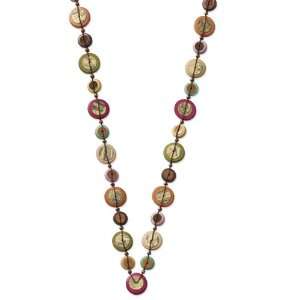   Hamba Wood, Acrylic Bead & Sequin 71in Slip on Necklace Jewelry