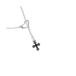 Small Black Enamel Botonee Cross with Mini Silver Cross Decorations 