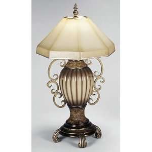  Chocolate Metallic Table Lamp   Octagon tapered shade   antique 