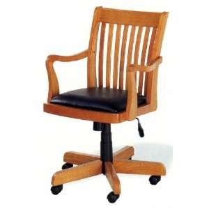  Mission Style Office Chair in Oak Finish Wood With Cushion 