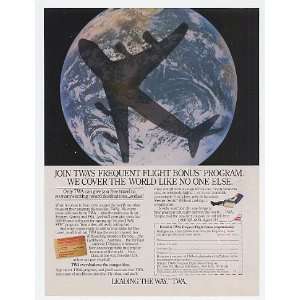  1985 TWA Airlines Frequent Flight Jet Shadow World Print 