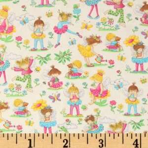  44 Wide Moda Girlie Girl Flannel Pixies White Fabric By 