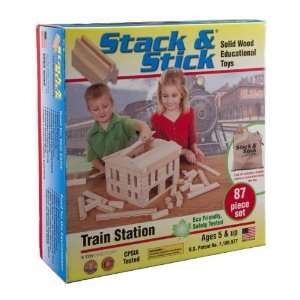  Stack and Stick Wood Building Toys   Train Station Toys 
