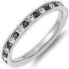 stainless steel eternity stackable black onyx clear cz guard band