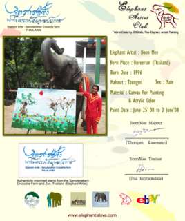 SEA IN THAILAND Original Elephant Artist BEST Painting +DVD SHOW 