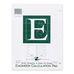   Engineering Pad,5x5 Quad,3HP,200 Shts,11x8 1/2,Green