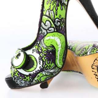 Iron Fist Oh No Womens Platforms High Heels Shoe Zombie Charcoal Lime 