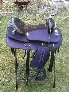 16 PURPLE SYNTHETIC WESTERN TRAIL RIDING HORSE SADDLE with PURPLE 