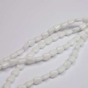 Czech Glass Beads   Pressed Beads   Size 6x5mm, White, 1 Strand   12cm