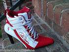DADA SUPREME HIP RED & WHITE SPIKE LACE UP FASHION SNEAKER 4 HEEL 