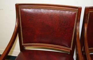 Antique STYLE Traditional HICKORY leather Louis side guest chairs 
