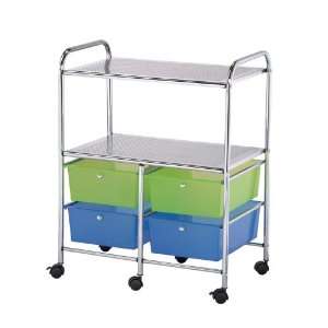  Four Drawer, Two Shelf Mobile Storage Cart Multi Color 