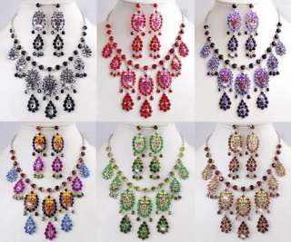 Jewelry Necklace Set Drag Earrings Drop Golden/Silver Color Czech 